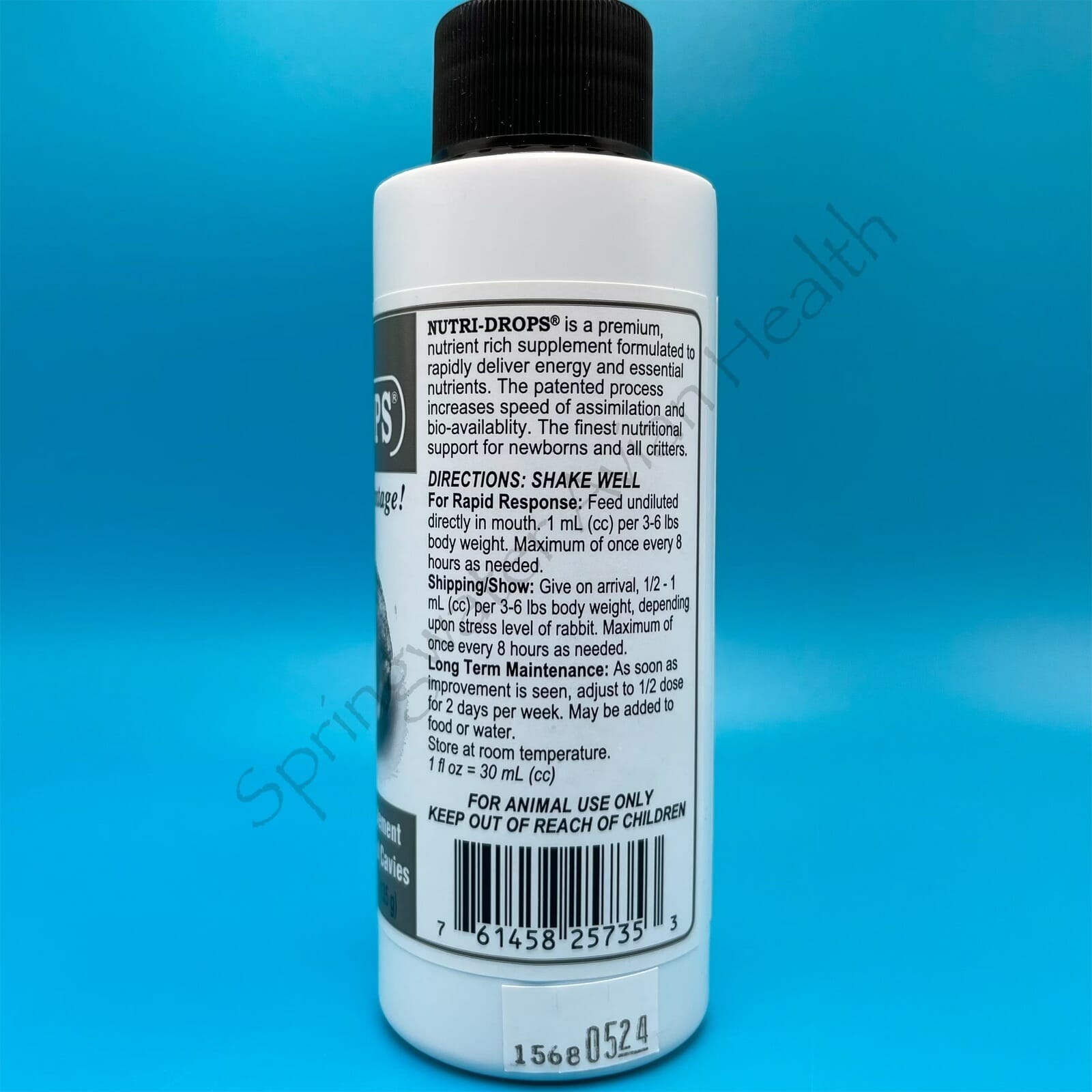 Rabbit Nutri-Drops right side of bottle